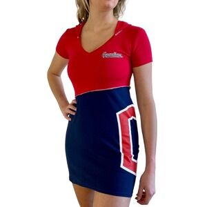 NWT Women's Cleveland Guardians Refried Apparel Hoodie Dress - Red/Navy - Large